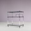 m27979 1960s Trolley in black metal with lucite frame and glass tops Germany