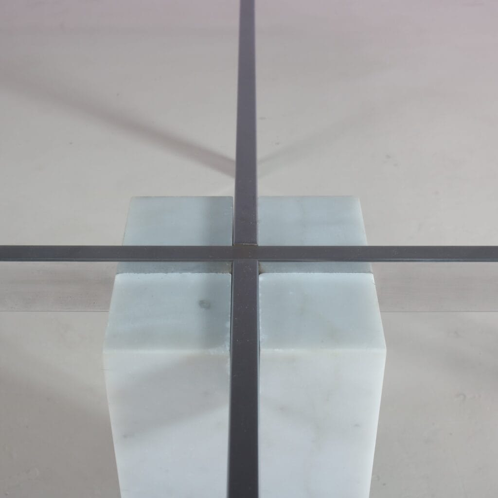 m27834 1980s Coffee table KW1 in marble and chrome with glass top Hank Kwint Metaform, Netherlands