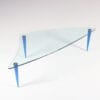 m28066 1980s Lobacevskij Coffee table, freeform glass top with blue lucite legs Isao Hosoe Tonelli, Italy