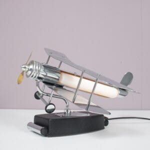 L5419 1950s Chrome metal biplane table lamp USA