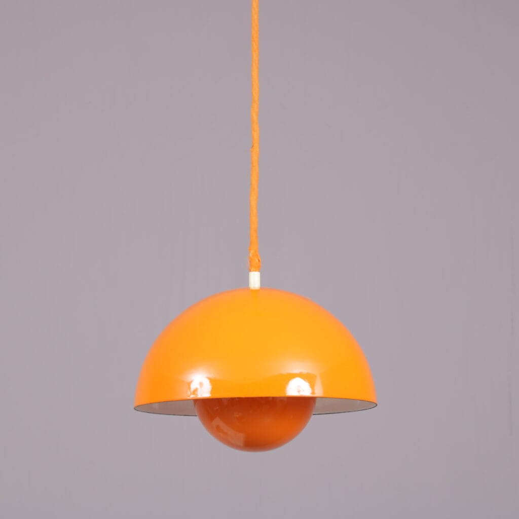 INC202-4 1970s Orange metal Flower Pot hanging lamp by Verner Panton for Louis Poulsen, Denmark
