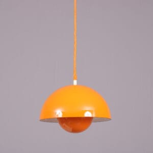 INC202-4 1970s Orange metal Flower Pot hanging lamp by Verner Panton for Louis Poulsen, Denmark