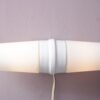 L5318 1960s White ceramics wall lamp with two milk glass shades Sigvard Bernadotte Ifö, Sweden