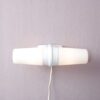 L5318 1960s White ceramics wall lamp with two milk glass shades Sigvard Bernadotte Ifö, Sweden