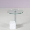 m28015 1980s Side table on marble base with chrome arm and glass top / Hank Kwint / Metaform, Netherlands