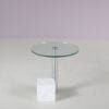 m28015 1980s Side table on marble base with chrome arm and glass top / Hank Kwint / Metaform, Netherlands