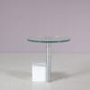 m28015 1980s Side table on marble base with chrome arm and glass top / Hank Kwint / Metaform, Netherlands