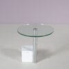 m28015 1980s Side table on marble base with chrome arm and glass top / Hank Kwint / Metaform, Netherlands