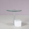 m28015 1980s Side table on marble base with chrome arm and glass top / Hank Kwint / Metaform, Netherlands