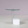 m28015 1980s Side table on marble base with chrome arm and glass top / Hank Kwint / Metaform, Netherlands