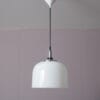 L5376 1970s White perspex hanging lamp with chrome details Raak, Netherlands