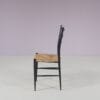 m28108 1950s Set of 4 Spinetto dining chairs in black wood with rush Chiavari, Italy