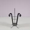 m28110 1950s Cap d'ail magazine rack in black lacquered metal Mathieu Matégot Atelier Matégot, France