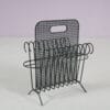 m28110 1950s Cap d'ail magazine rack in black lacquered metal Mathieu Matégot Atelier Matégot, France