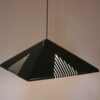 L5305 1980s Black perspex hanging lamp with four chrome metal chains Italy