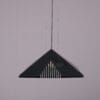 L5305 1980s Black perspex hanging lamp with four chrome metal chains Italy