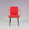 m28106-m28092 1980s Mandarin chair in black metal with red fabric and wooden armrests Ettore Sottsass Knoll International, USA