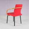 m28106-m28092 1980s Mandarin chair in black metal with red fabric and wooden armrests Ettore Sottsass Knoll International, USA