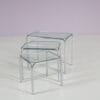 m28114 1970s Set of three nesting tables in chrome metal with glass tops / Netherlands
