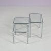 m28114 1970s Set of three nesting tables in chrome metal with glass tops / Netherlands