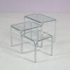 m28114 1970s Set of three nesting tables in chrome metal with glass tops / Netherlands