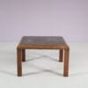 m28117 1970s Small side coffee table in stained beech wooden frame with fossil top Germany