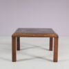 m28117 1970s Small side coffee table in stained beech wooden frame with fossil top Germany