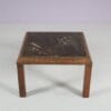 m28117 1970s Small side coffee table in stained beech wooden frame with fossil top Germany