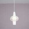 L4940 1950s Milk glass with clear glass hanging lamp Louis Kalff Philips, Netherlands