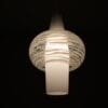 L4940 1950s Milk glass with clear glass hanging lamp Louis Kalff Philips, Netherlands