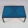 m28109 1960s Small rectangular coffee table, black metal with blue enameled top Netherlands