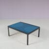 m28109 1960s Small rectangular coffee table, black metal with blue enameled top / Netherlands