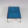 m28109 1960s Small rectangular coffee table, black metal with blue enameled top / Netherlands