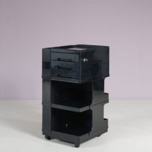 m28140 1970s Black plastic trolley Giovanni Pelis Stile Neolt, Italy