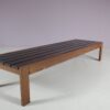 m28144 1960s Wengé wooden slat bench Netherlands