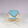 m28148 1970s "GE 460" Lounge chair in beech wood with blue fabric upholstery / Hans J. Wegner / Getama, Denmarkm28148 1970s "GE 460" Lounge chair in beech wood with blue fabric upholstery / Hans J. Wegner / Getama, Denmark