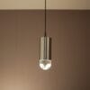 L5481-3 1960s "Bullet" Hanging lamp in aluminium with thick glass / Raak, Netherlands