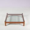 m28160 1960s low square wooden coffee table with safety glass top Netherlands