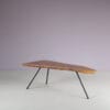 m28157 1950s Treetrunk coffee table on three legged metal base in Aubock style Austria