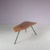 m28157 1950s Treetrunk coffee table on three legged metal base in Aubock style Austria