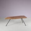 m28157 1950s Treetrunk coffee table on three legged metal base in Aubock style Austria