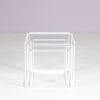 m28186 1960s Pair of Isocele side tables in thin white metal with glass tops Max Sauze, France