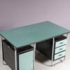 m28199 1950s Bauhaus style metal desk with green laminated doors / Torck, Belgium