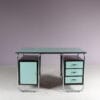 m28199 1950s Bauhaus style metal desk with green laminated doors / Torck, Belgium