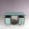 m28199 1950s Bauhaus style metal desk with green laminated doors / Torck, Belgium