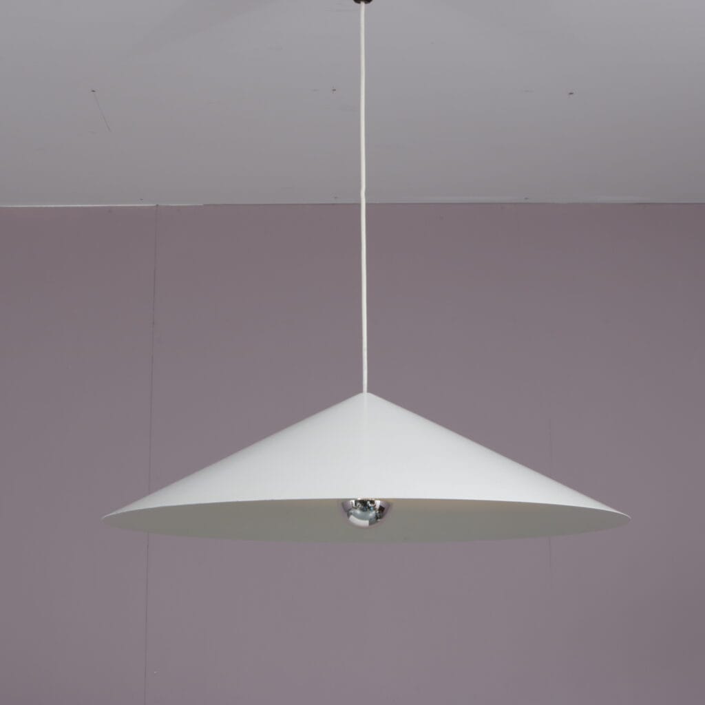 L5505 1960s White metal hanging lamp Claus Bonderup & Torsten Thorup Fog & Morup, Denmark