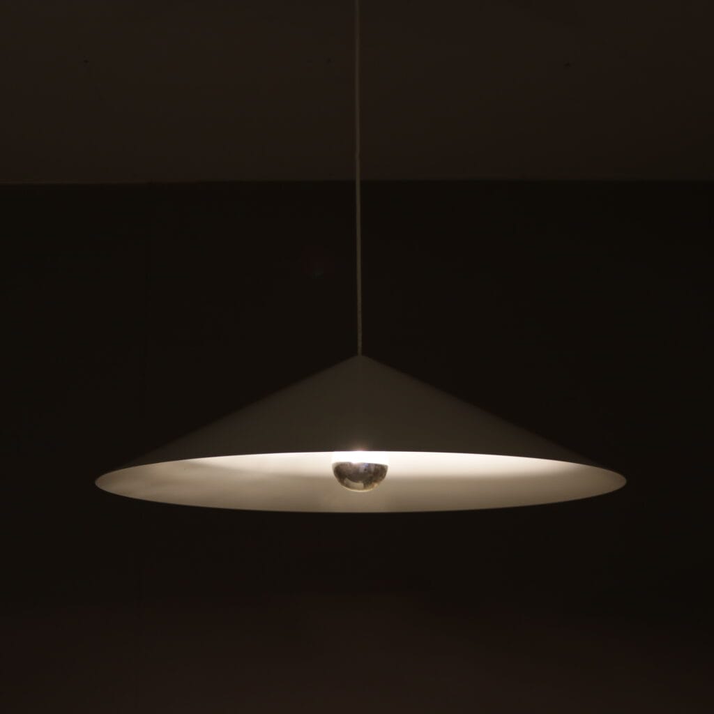 L5505 1960s White metal hanging lamp Claus Bonderup & Torsten Thorup Fog & Morup, Denmark