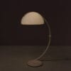L5524 1970s Serpente floor lamp in white metal with plexiglass shade Elio Martinelli Martinelli, Italy