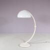 L5524 1970s Serpente floor lamp in white metal with plexiglass shade Elio Martinelli Martinelli, Italy