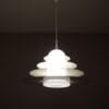 L5501 1980s Hanging lamp in white metal with milk glass model B1017 André Rotte Raak, Netherlands